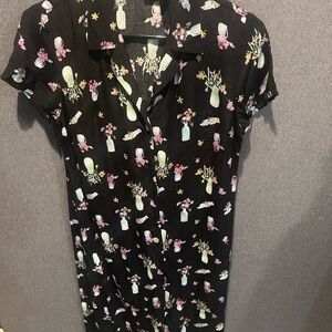 Floral Print Black Dress
